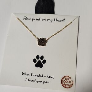 18k Gold Dipped  Paw Print Necklace